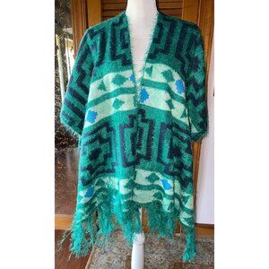 Free People Green Boho Kimono Shawl — OS